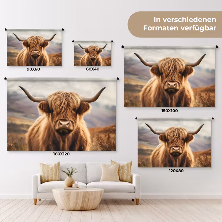 Schotse hooglander - Landschap - Dier Wandkleed katoen klein -tsfeer8_DE