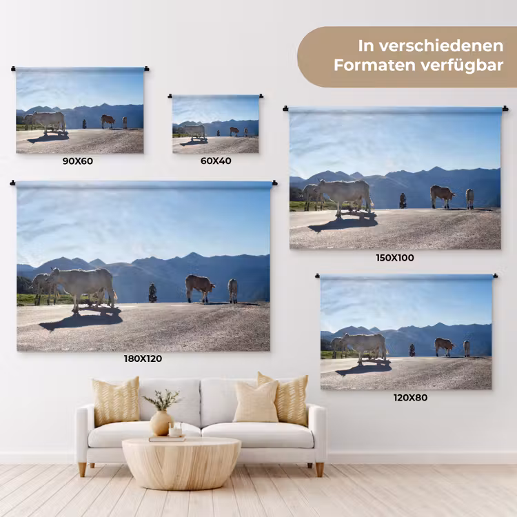 Schotse hooglander - Licht - Berg - Natuur Wandkleed katoen klein -tsfeer8_DE