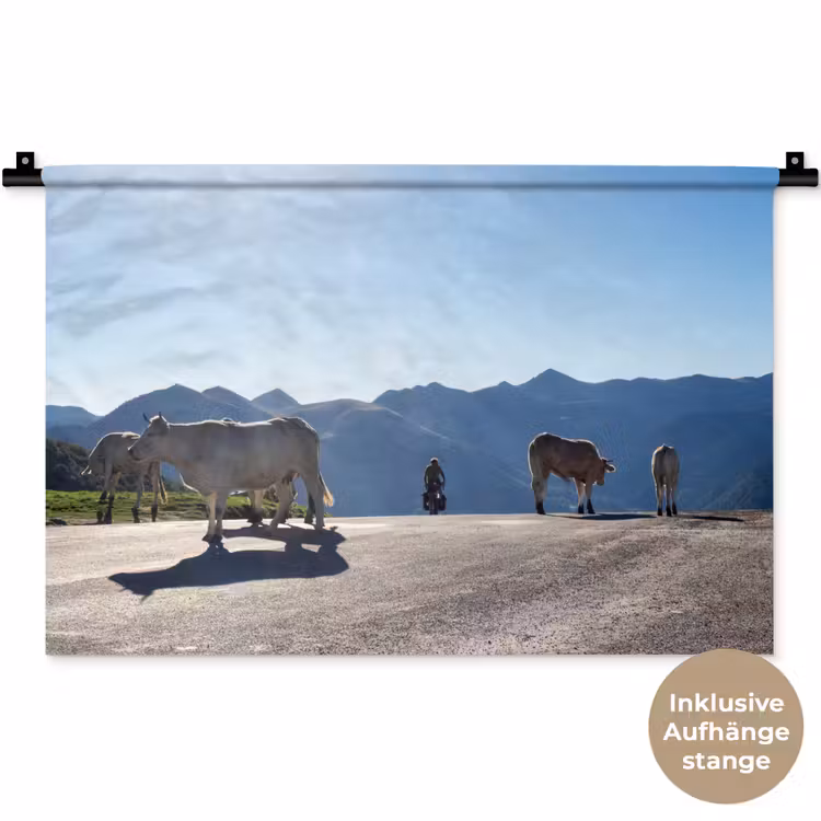 Schotse hooglander - Licht - Berg - Natuur Wandkleed katoen klein -t3d_DE