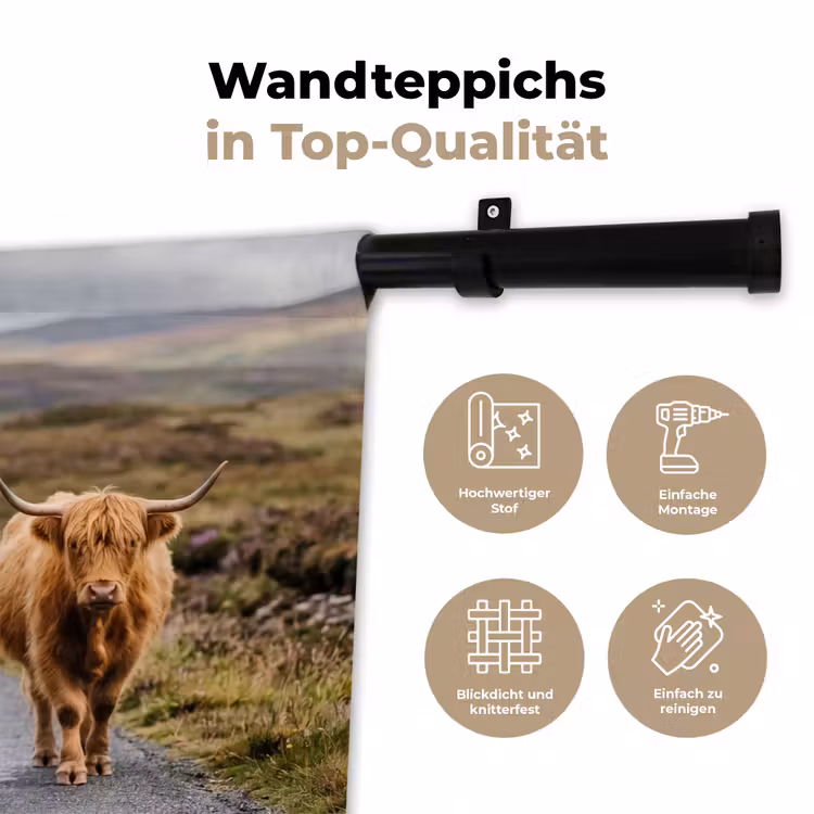 Schotse Hooglanders - Weg - Landschap - Kudde Wandkleed katoen klein -tsfeer2_DE