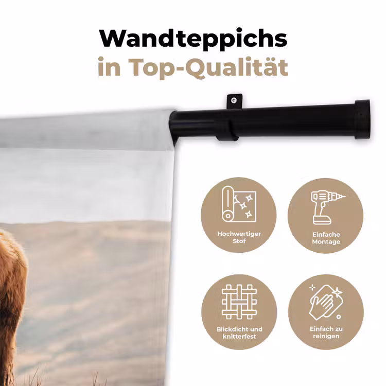 Schotse hooglander - Dieren - Landelijk - Landschap - Koe - Natuur Wandkleed katoen klein -tsfeer2_DE