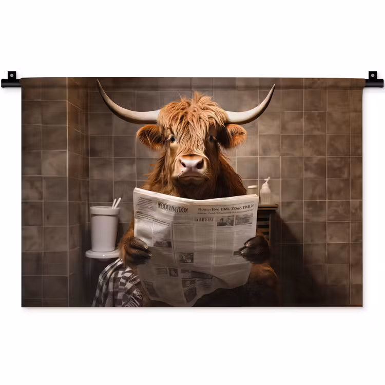 Schotse hooglander - Krant - Toilet Wandkleed katoen klein -zz3d