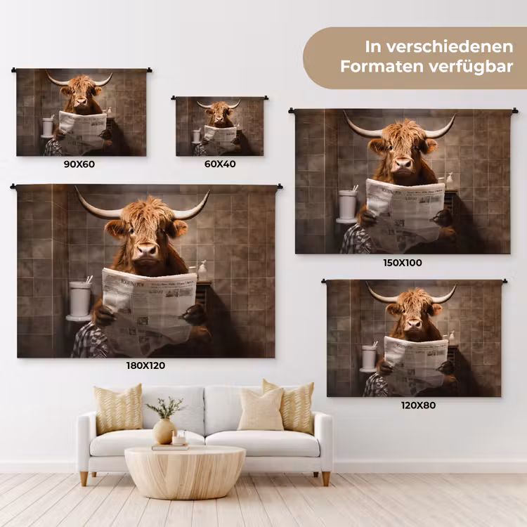 Schotse hooglander - Krant - Toilet Wandkleed katoen klein -tsfeer8_DE