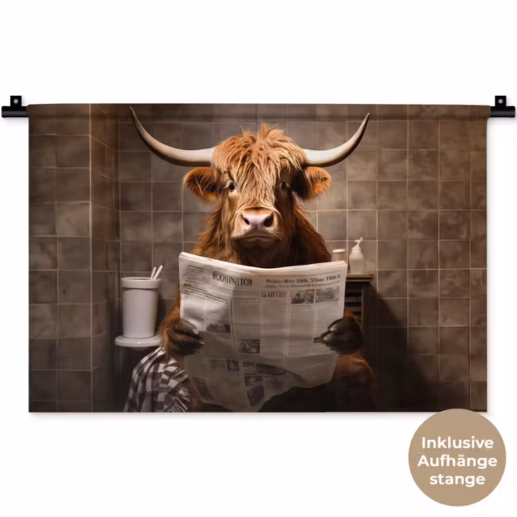 Schotse hooglander - Krant - Toilet Wandkleed katoen klein -t3d_DE