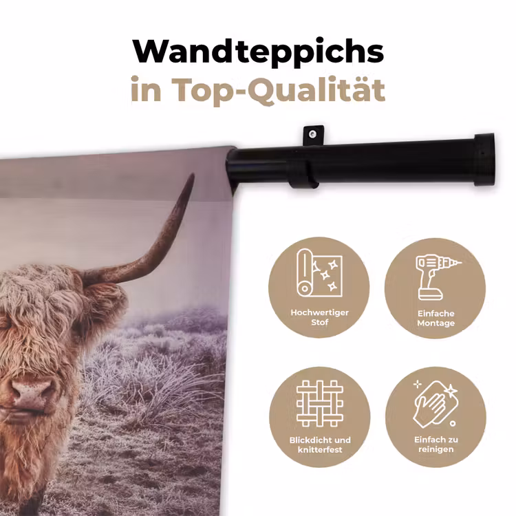 Schotse hooglanders - Licht - Lucht - Natuur Wandkleed katoen klein -tsfeer2_DE