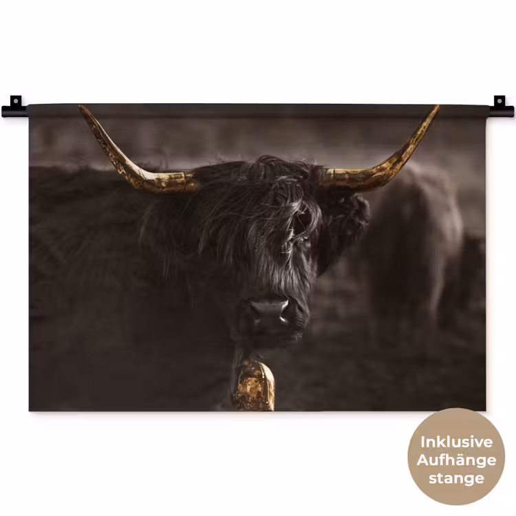 Schotse hooglander - Goud - Koebel - Hoorns - Dieren Wandkleed katoen klein -t3d_DE