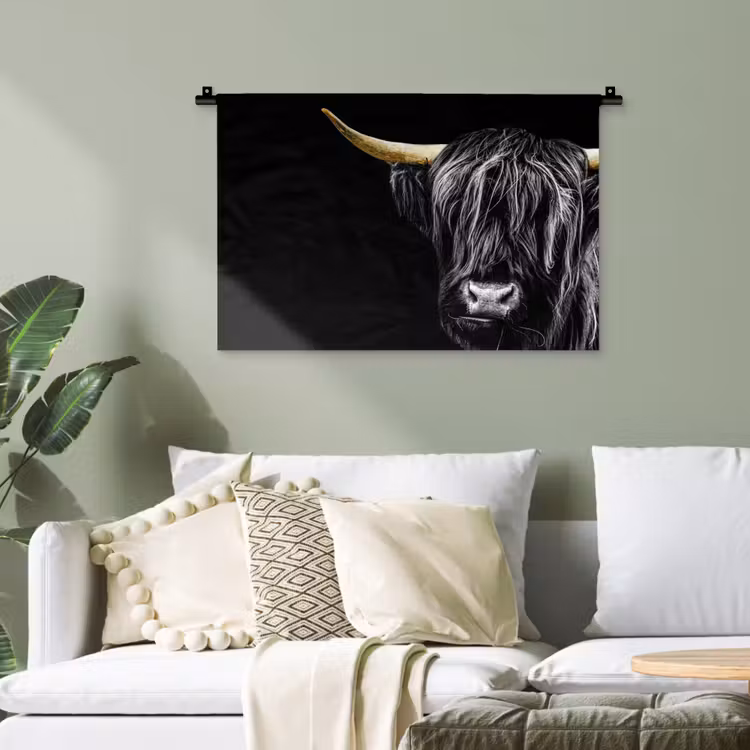 Schotse hooglander - Goud - Vacht - Dieren - Koe Wandkleed katoen klein -sfeer7