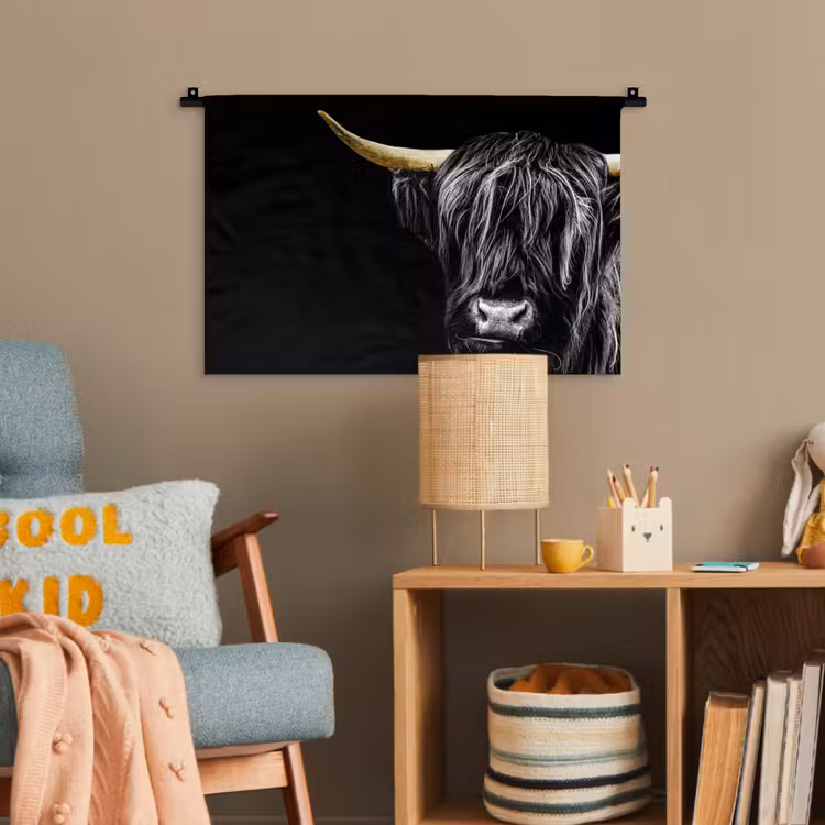 Schotse hooglander - Goud - Vacht - Dieren - Koe Wandkleed katoen klein -wsfeer4_kind