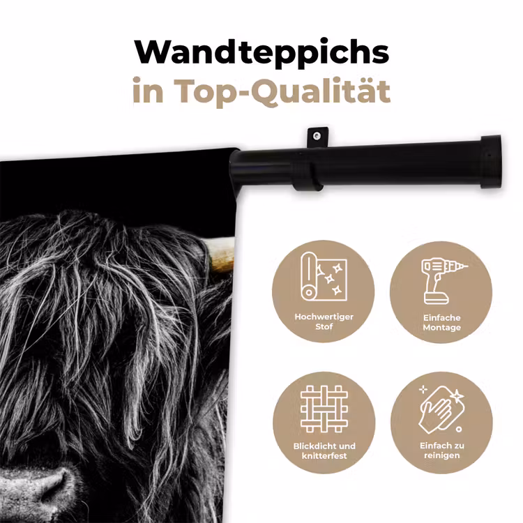 Schotse hooglander - Goud - Vacht - Dieren - Koe Wandkleed katoen klein -tsfeer2_DE