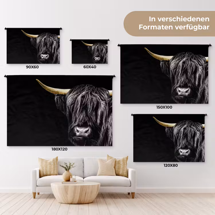 Schotse hooglander - Goud - Vacht - Dieren - Koe Wandkleed katoen klein -tsfeer8_DE