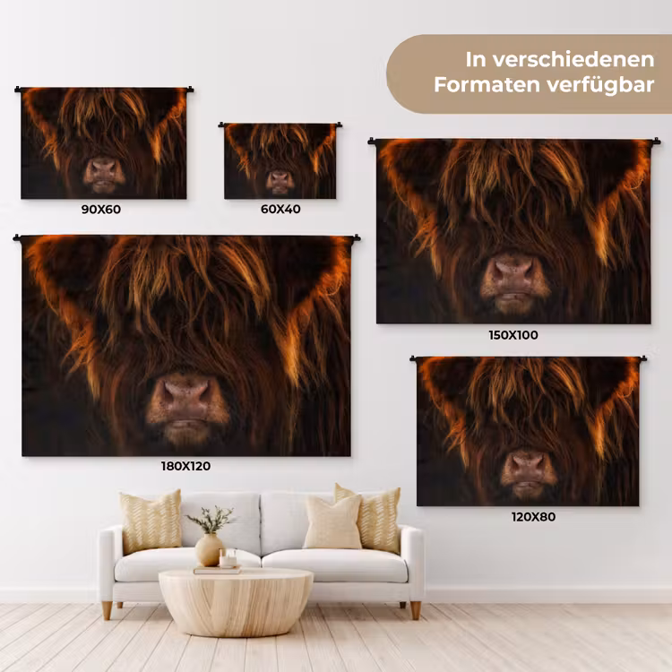 Schotse Hooglander - Koe - Portret - Dieren Wandkleed katoen klein -tsfeer8_DE