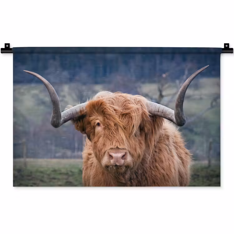 Schotse Hooglander - Koeienkop - Landschap - Natuur - Koe Wandkleed katoen klein -zz3d