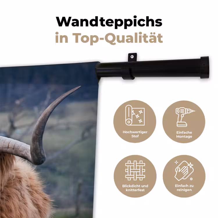 Schotse Hooglander - Koeienkop - Landschap - Natuur - Koe Wandkleed katoen klein -tsfeer2_DE