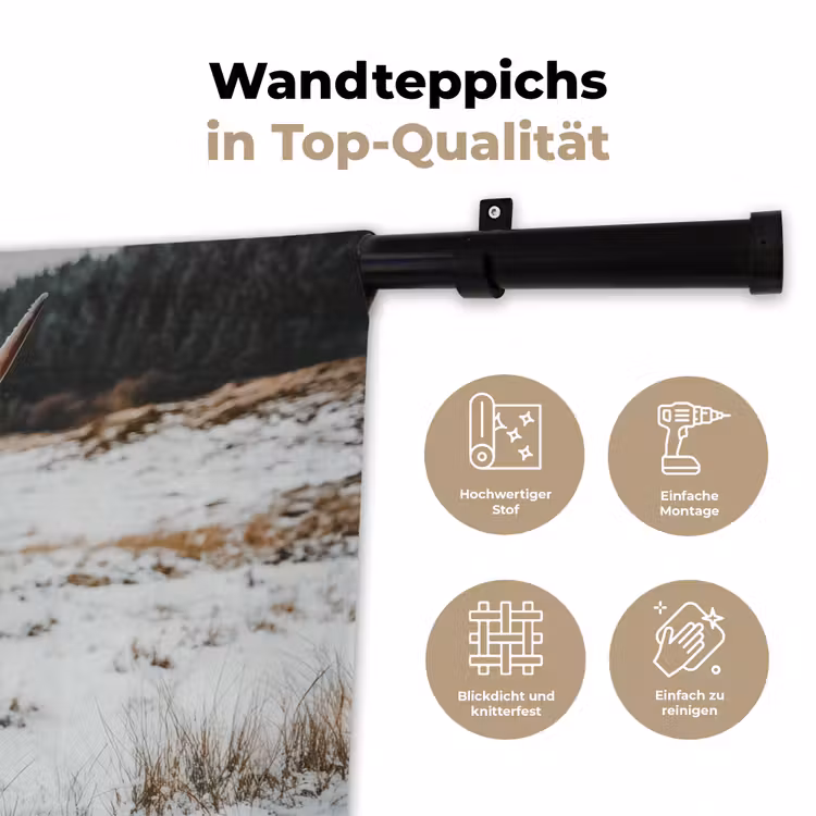 Schotse Hooglander - Sneeuw - Winter - Dieren Wandkleed katoen klein -tsfeer2_DE