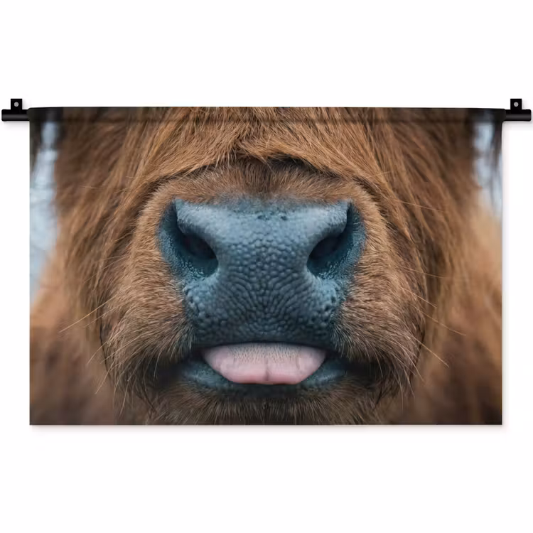 Schotse hooglander - Neus - Bruin Wandkleed katoen klein -zz3d