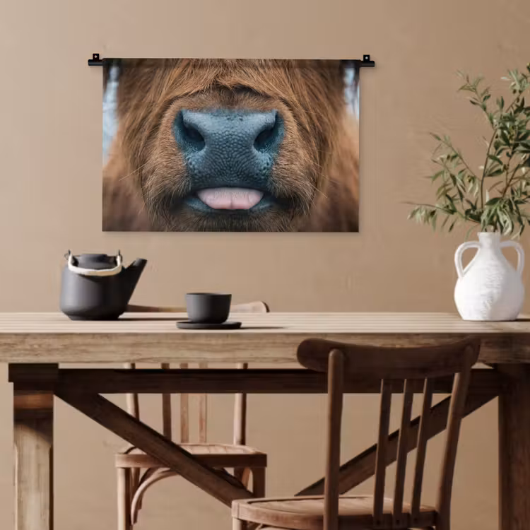 Schotse hooglander - Neus - Bruin Wandkleed katoen klein -sfeer6