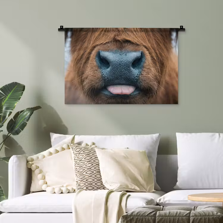 Schotse hooglander - Neus - Bruin Wandkleed katoen klein -sfeer7