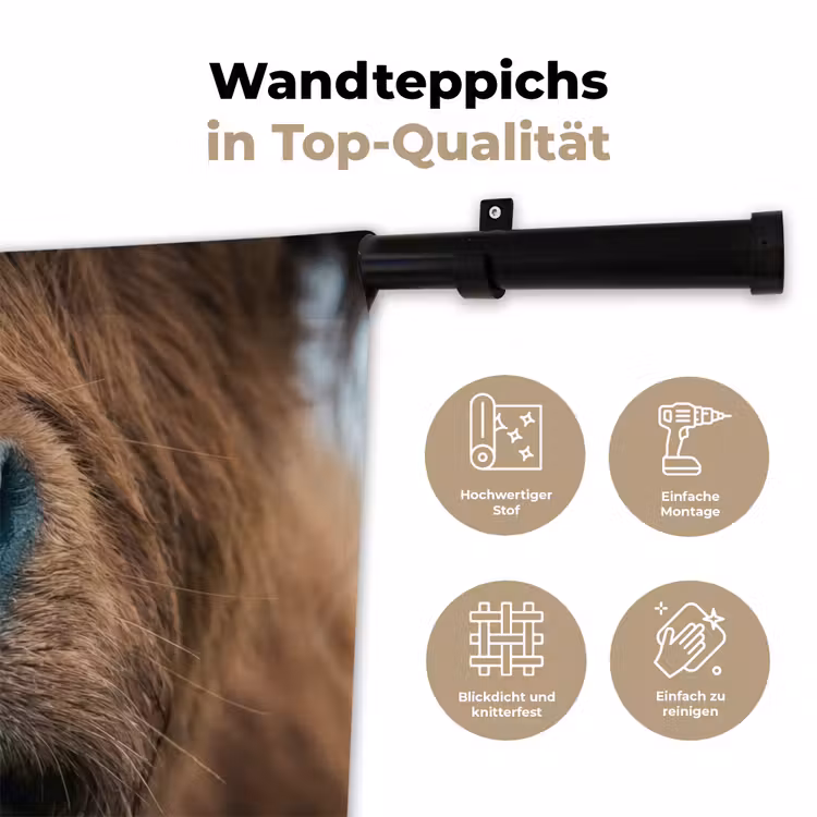 Schotse hooglander - Neus - Bruin Wandkleed katoen klein -tsfeer2_DE
