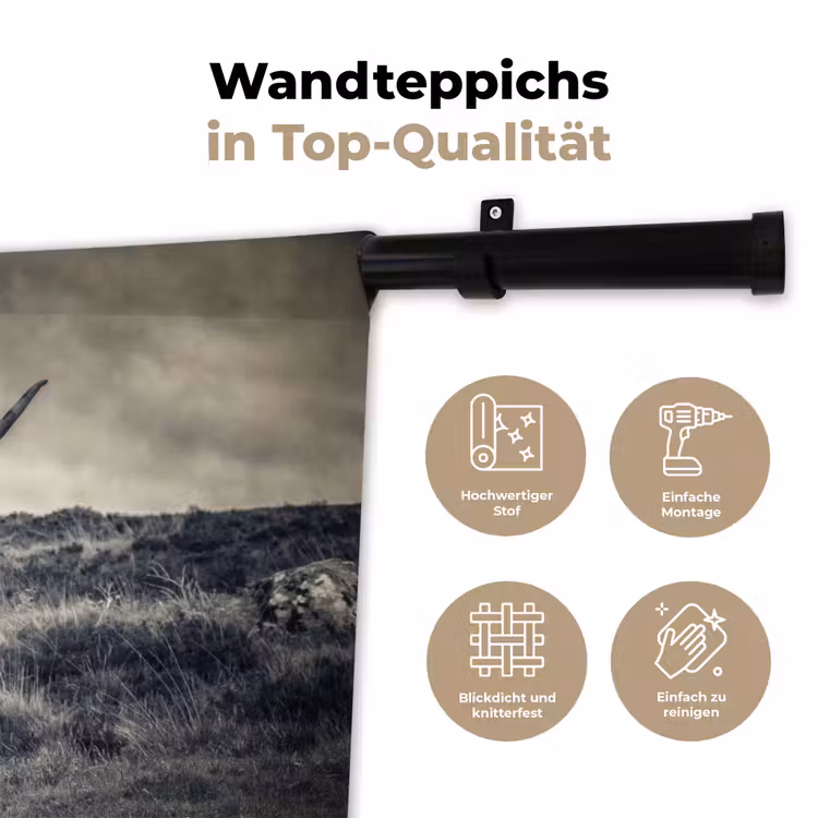 Schotse hooglander - Dieren - Wolken - Koe - Natuur Wandkleed katoen klein -tsfeer2_DE