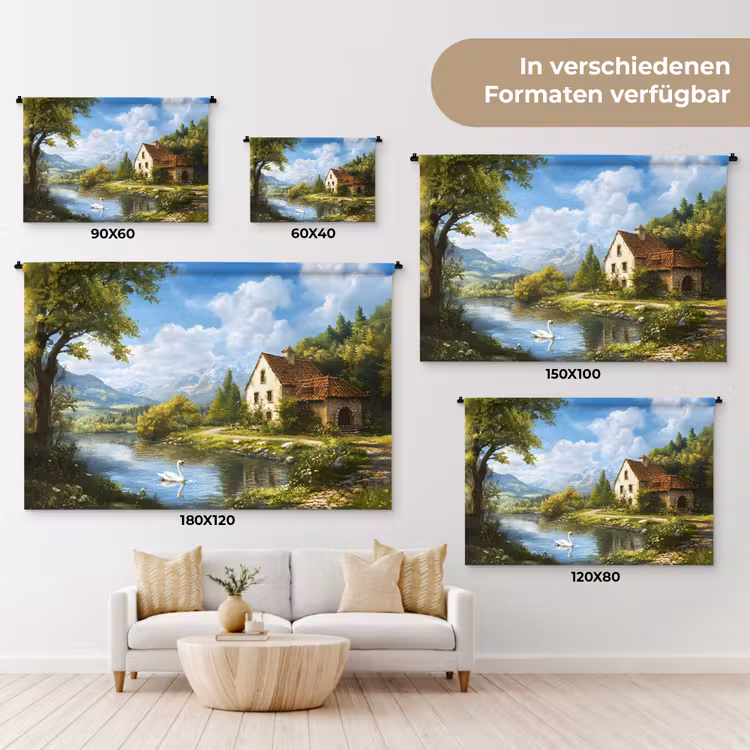 Zwaan - Bomen - Rust Wandkleed katoen klein -tsfeer8_DE