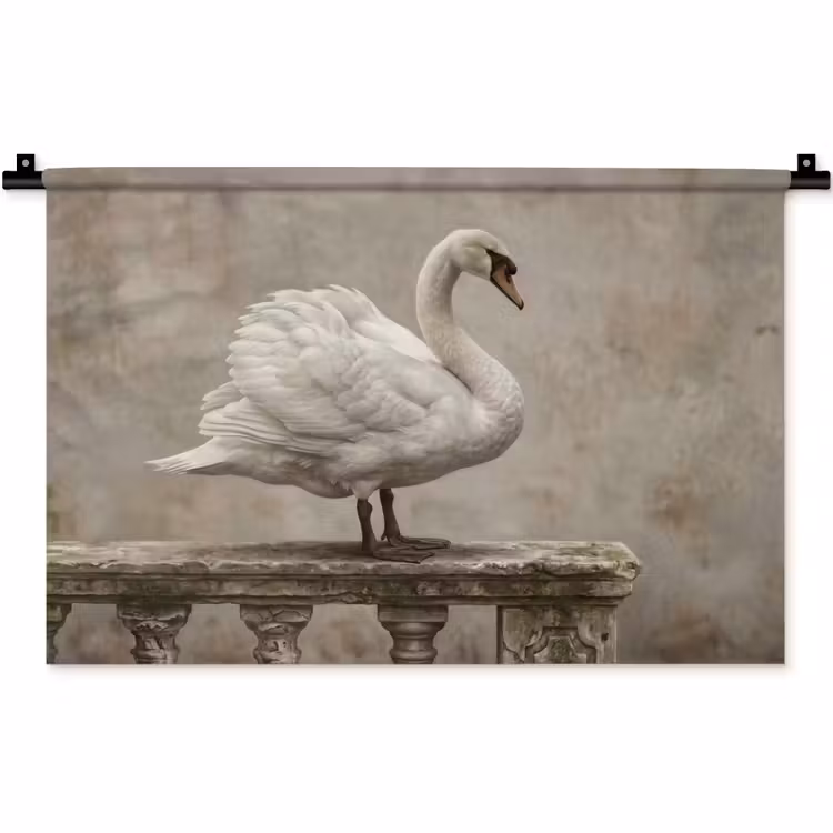 Zwaan - Elegant - Dieren - Wit Wandkleed katoen klein -zz3d