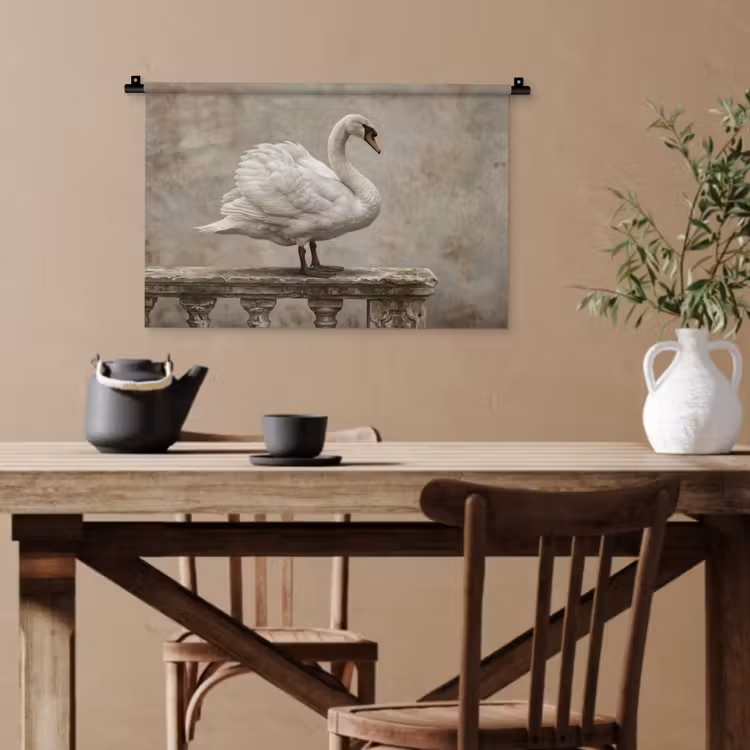 Zwaan - Elegant - Dieren - Wit Wandkleed katoen klein -sfeer6