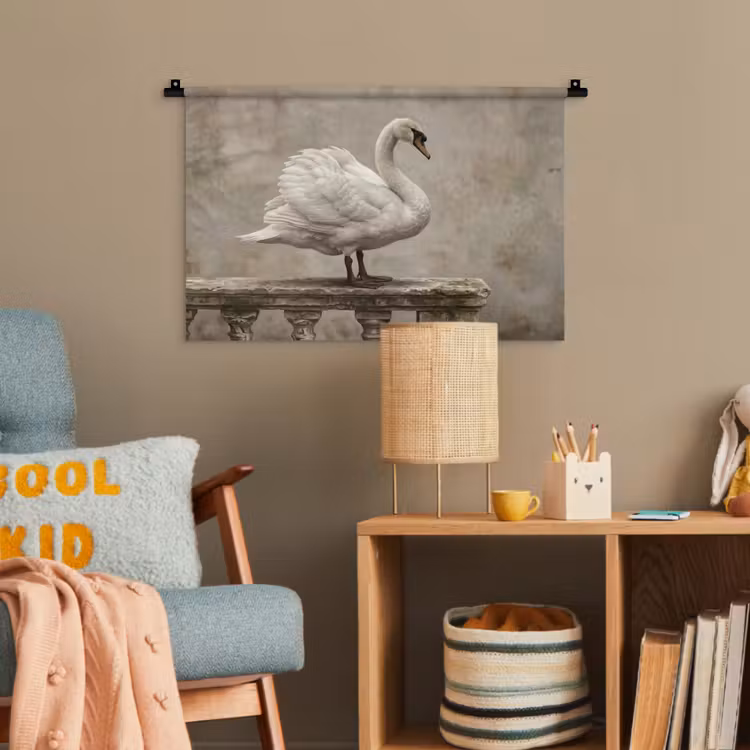 Zwaan - Elegant - Dieren - Wit Wandkleed katoen klein -wsfeer4_kind