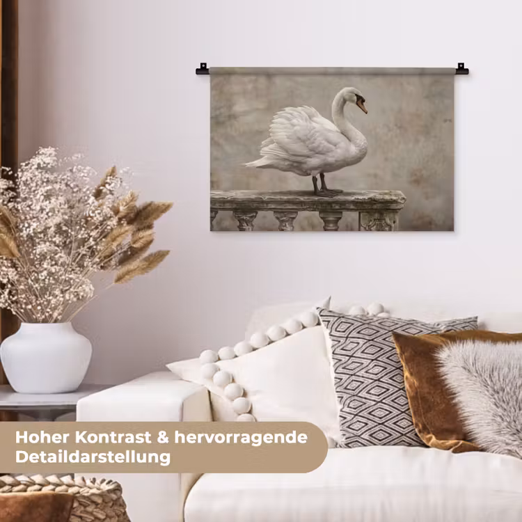Zwaan - Elegant - Dieren - Wit Wandkleed katoen klein -tsfeer1_DE