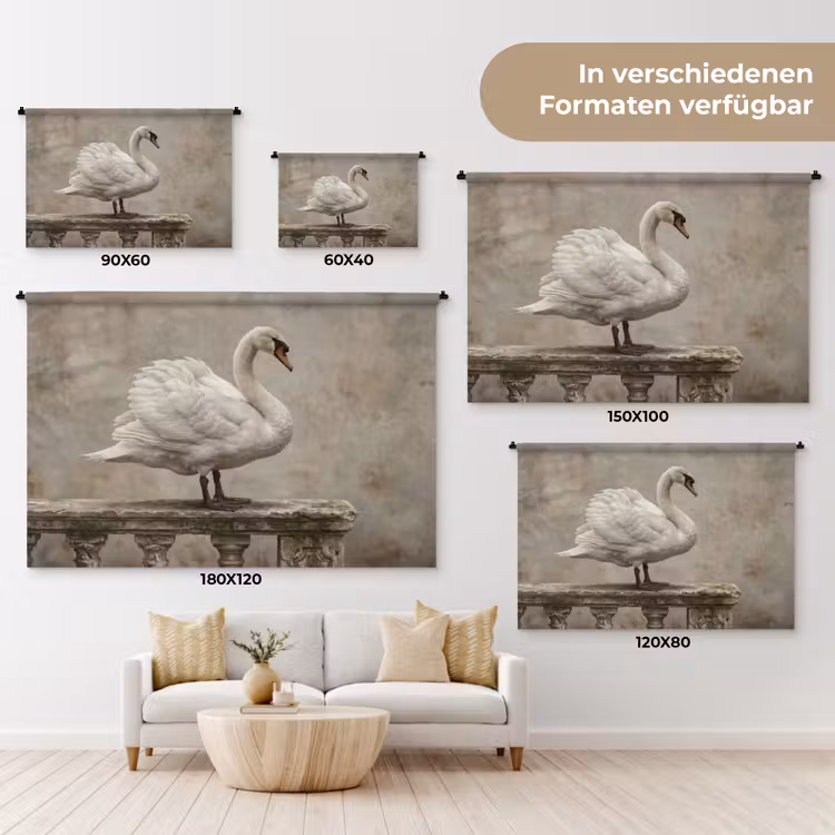 Zwaan - Elegant - Dieren - Wit Wandkleed katoen klein -tsfeer8_DE