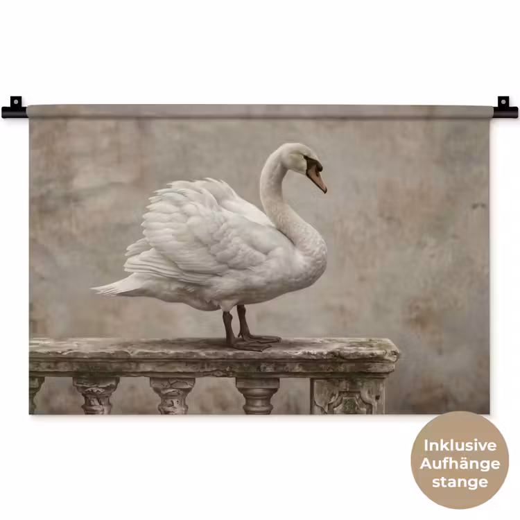 Zwaan - Elegant - Dieren - Wit Wandkleed katoen klein -t3d_DE