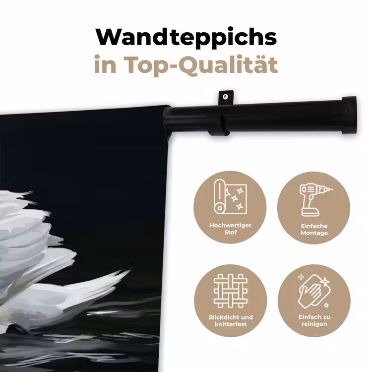 Zwaan - Water - Natuur - Realistisch - Wit Wandkleed katoen klein -tsfeer2_DE