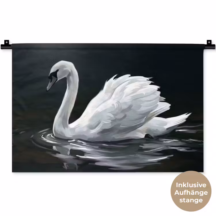 Zwaan - Water - Natuur - Realistisch - Wit Wandkleed katoen klein -t3d_DE