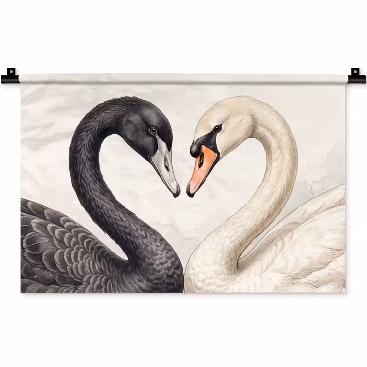 Zwanen - Hartvorm - Dieren Wandkleed katoen klein -zz3d