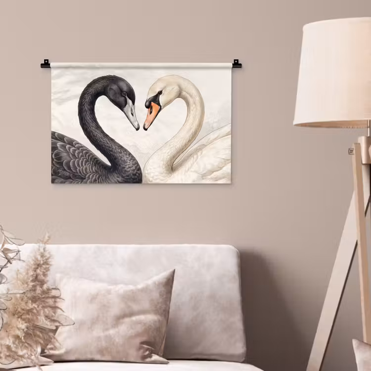 Zwanen - Hartvorm - Dieren Wandkleed katoen klein -sfeer4
