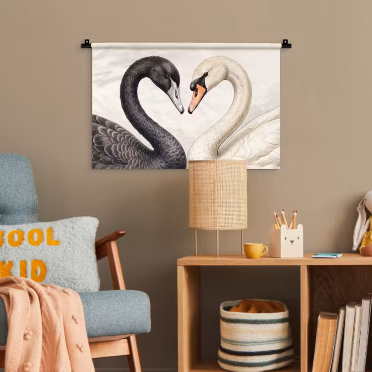 Zwanen - Hartvorm - Dieren Wandkleed katoen klein -wsfeer4_kind