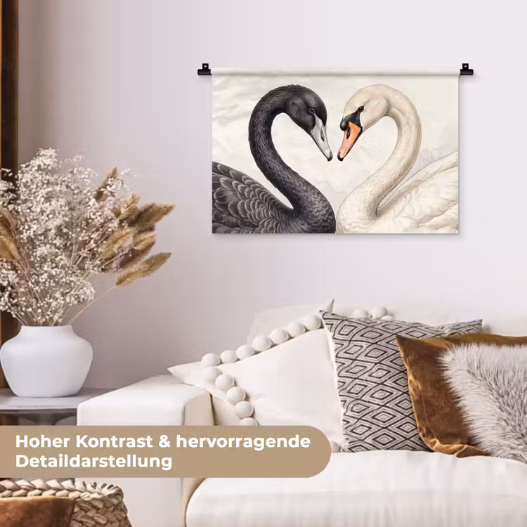 Zwanen - Hartvorm - Dieren Wandkleed katoen klein -tsfeer1_DE