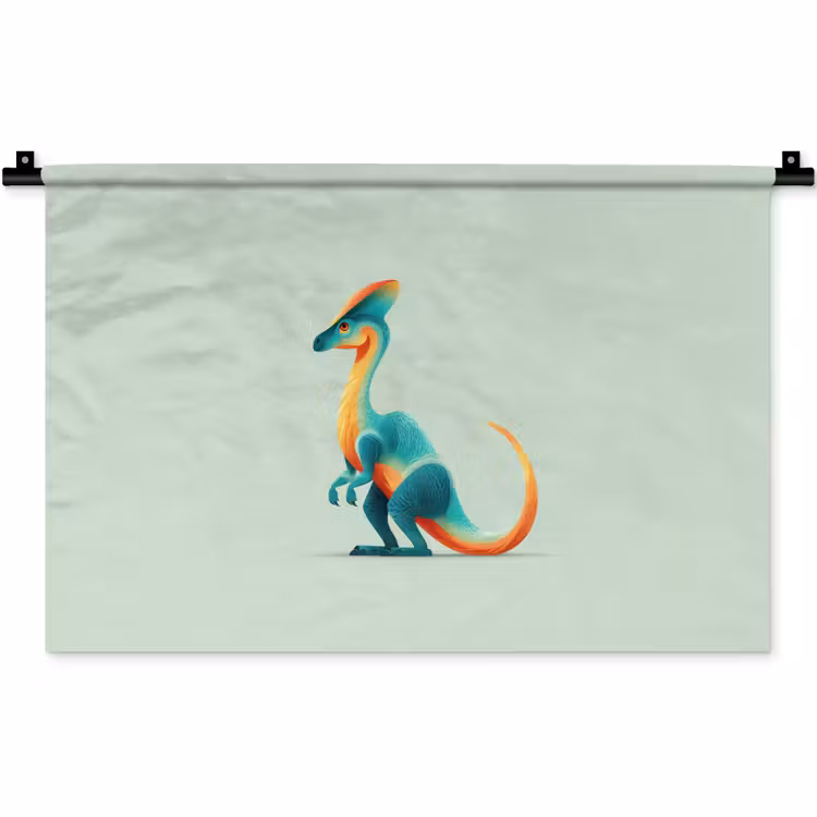 Staart - Dino - Minimalistisch - Blauw Wandkleed katoen klein -zz3d