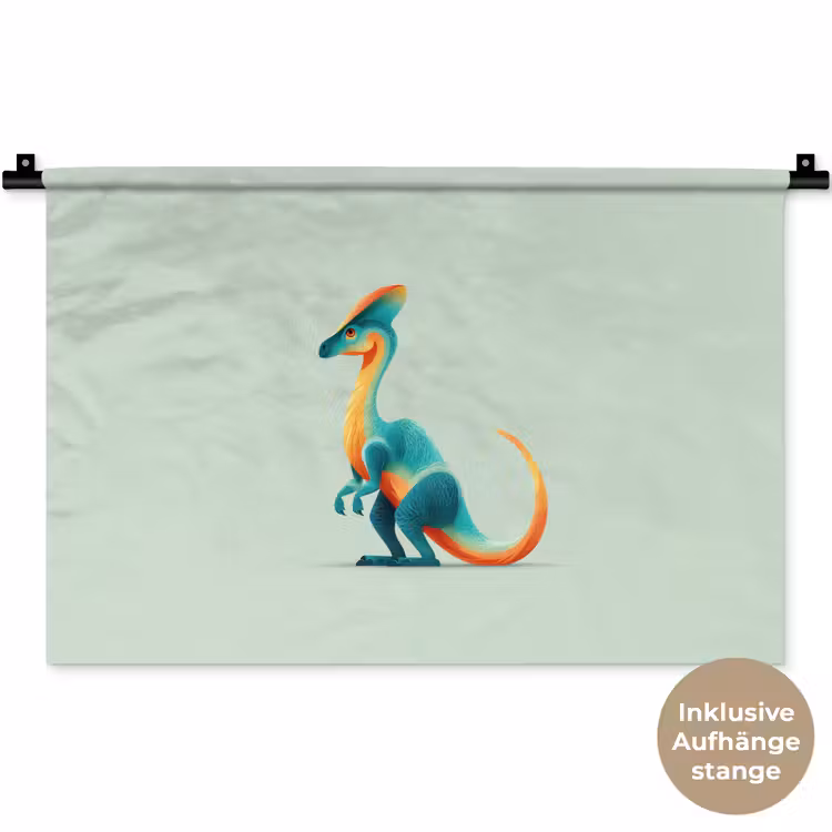 Staart - Dino - Minimalistisch - Blauw Wandkleed katoen klein -t3d_DE