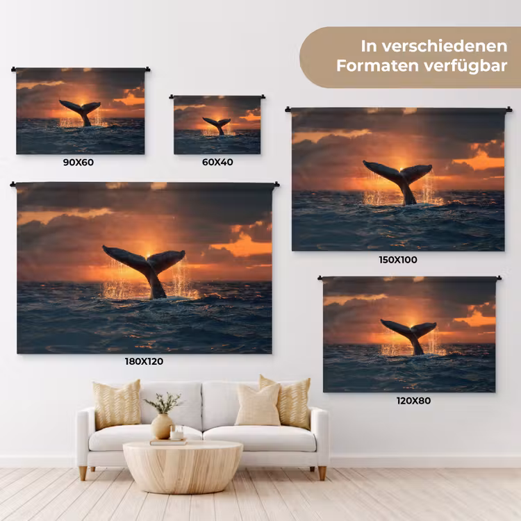 Walvis staart - Water - Zonsondergang Wandkleed katoen klein -tsfeer8_DE