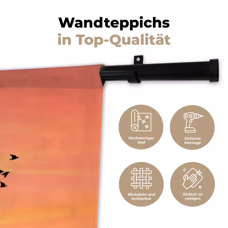 Zwerm - Vogels - Oranje Wandkleed katoen klein -tsfeer2_DE