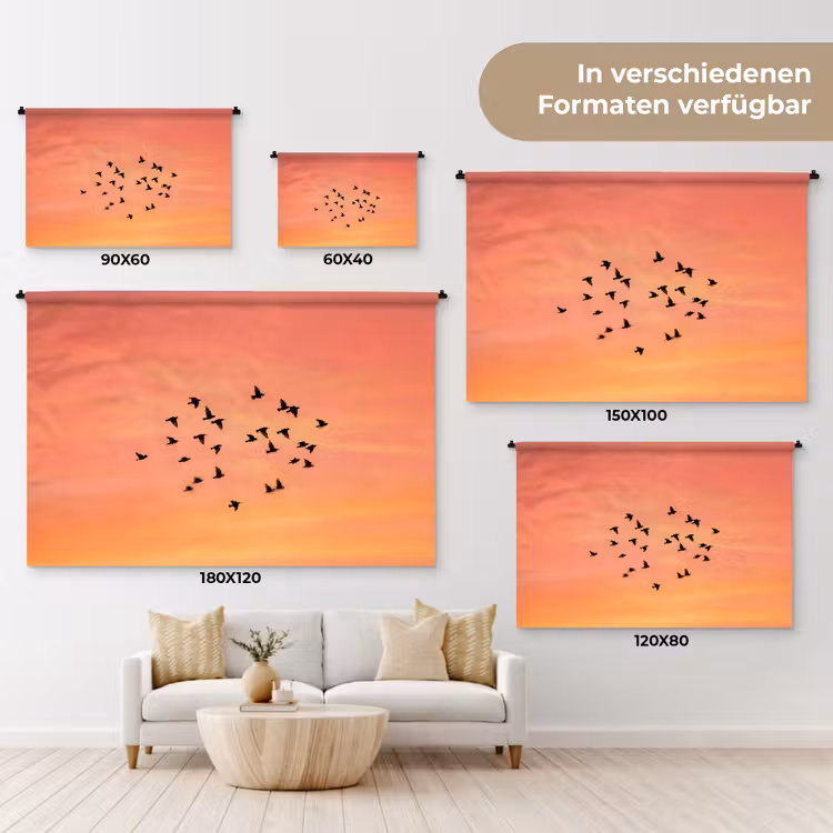 Zwerm - Vogels - Oranje Wandkleed katoen klein -tsfeer8_DE
