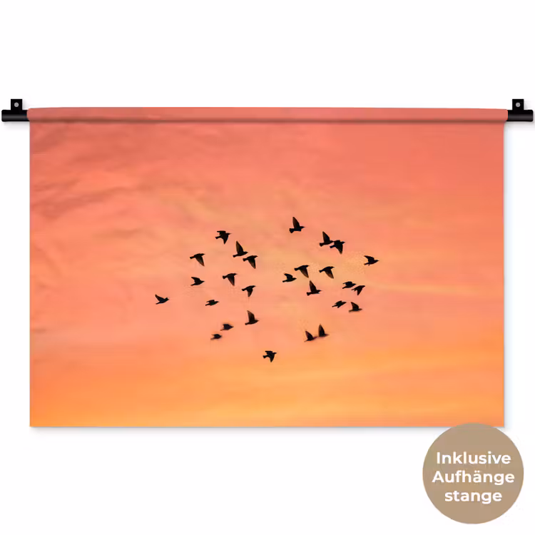 Zwerm - Vogels - Oranje Wandkleed katoen klein -t3d_DE