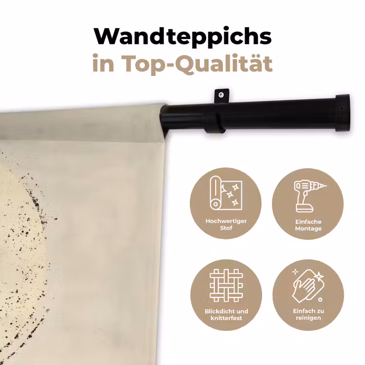 Zwart - Bestek - Rondje Wandkleed katoen klein -tsfeer2_DE