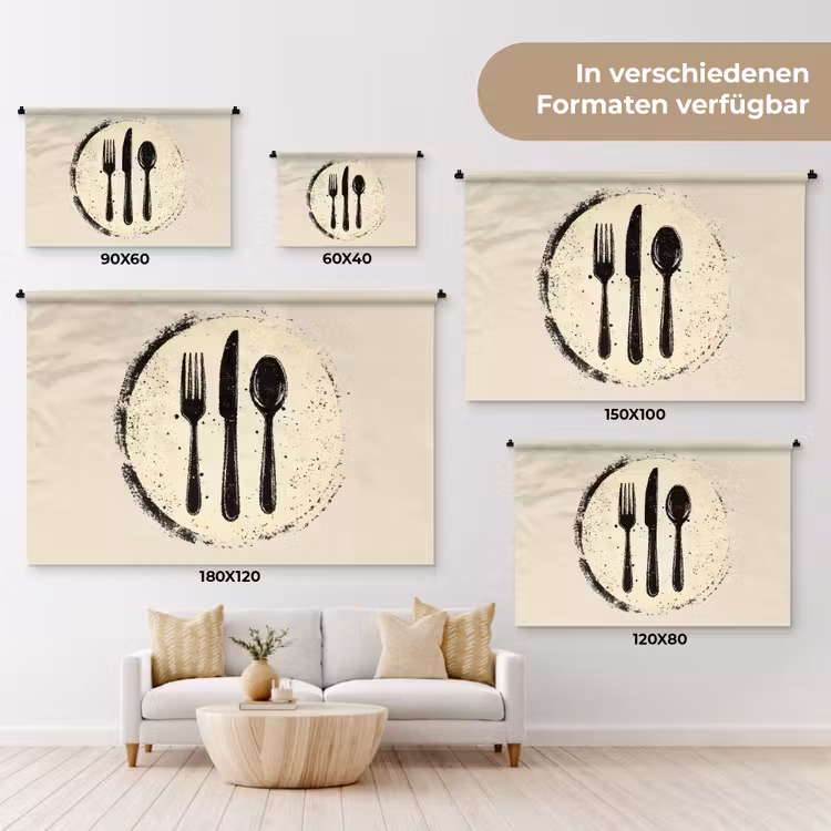 Zwart - Bestek - Rondje Wandkleed katoen klein -tsfeer8_DE