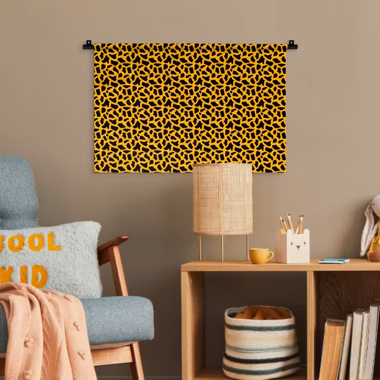 Zwart - Vlekken - Oranje - Dier Wandkleed katoen klein 269 -wsfeer4_kind