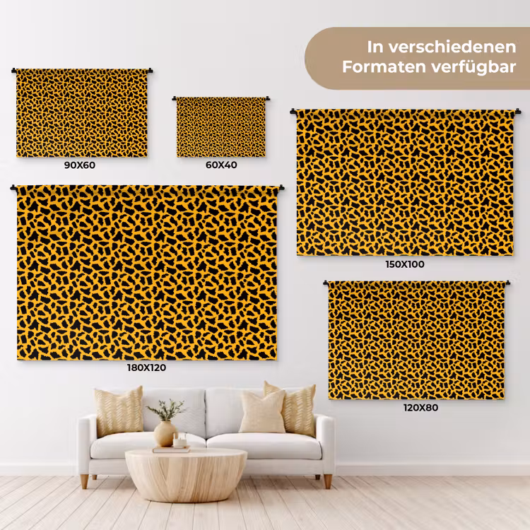 Zwart - Vlekken - Oranje - Dier Wandkleed katoen klein 269 -tsfeer8_DE