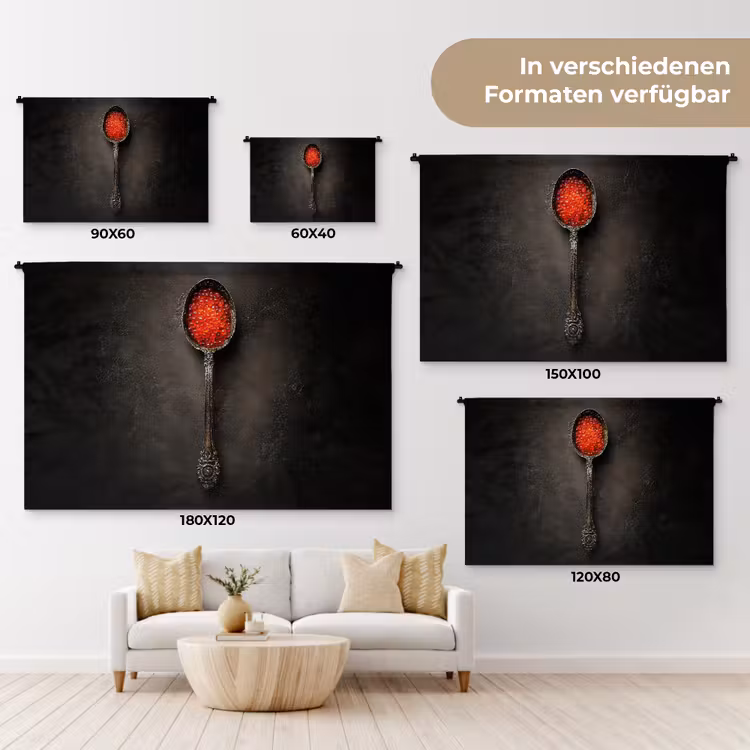 Zwart - Lepel - Caviar Wandkleed katoen klein -tsfeer8_DE