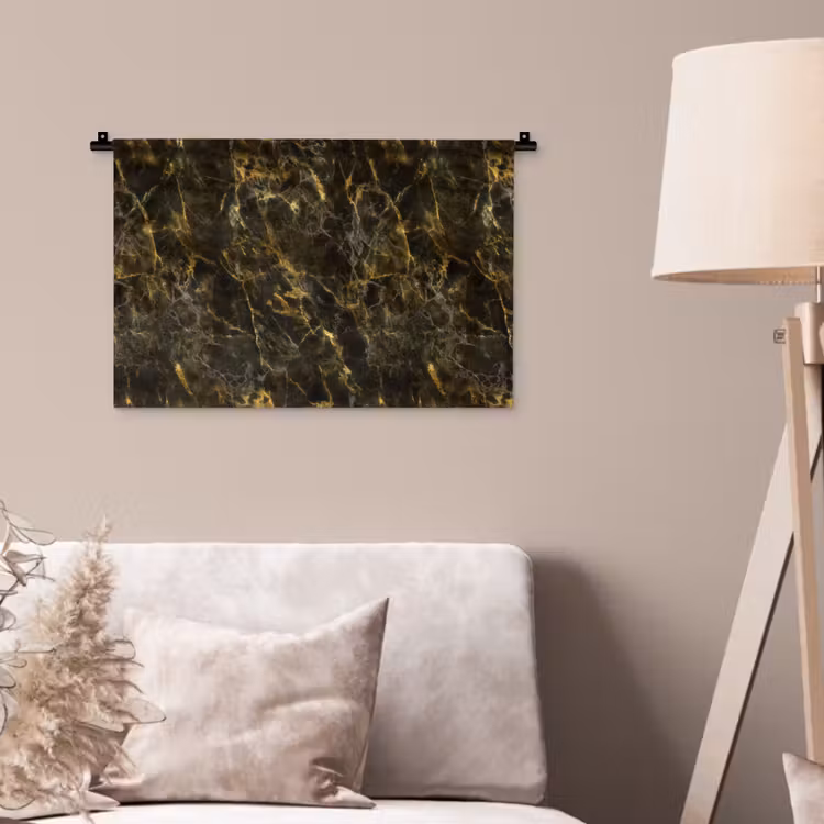 Zwart - Marmer - Goud Wandkleed katoen klein 269 -sfeer4