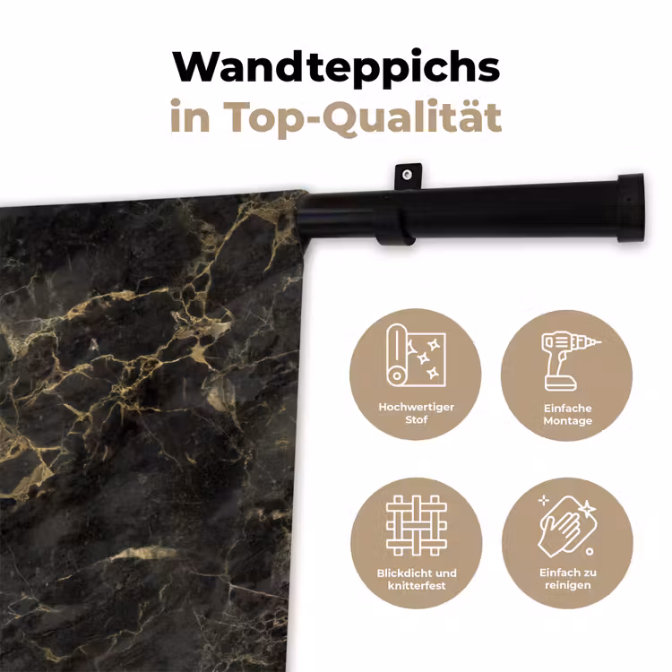 Zwart - Marmer - Goud - Nerf Wandkleed katoen klein 269 -tsfeer2_DE