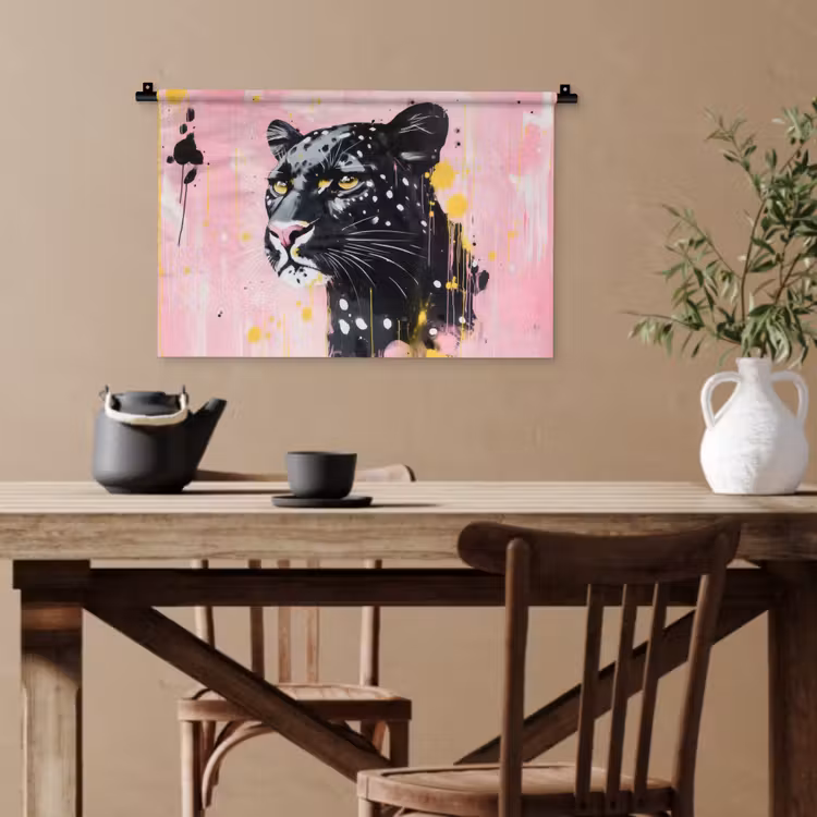 Zwart - Panter - Roze - Abstract Wandkleed katoen klein -sfeer6